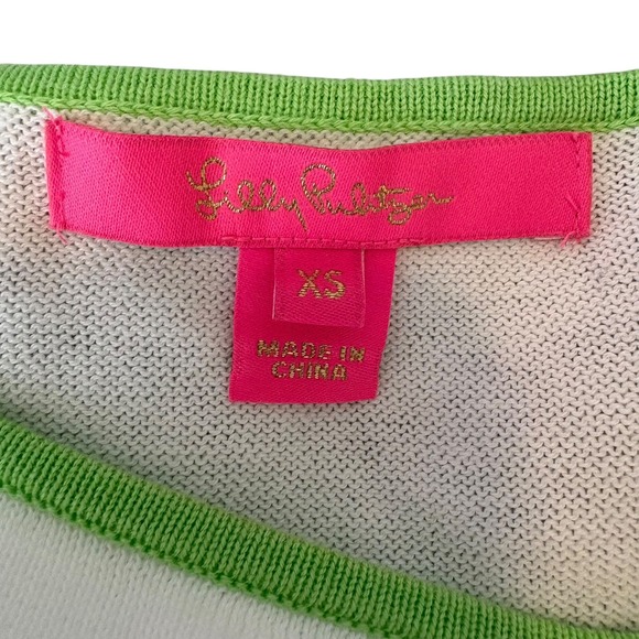 Lilly‎ Pulitzer Westwood tri color Sweater XS Myrtle Green Colorblock Tassel - Picture 7 of 9
